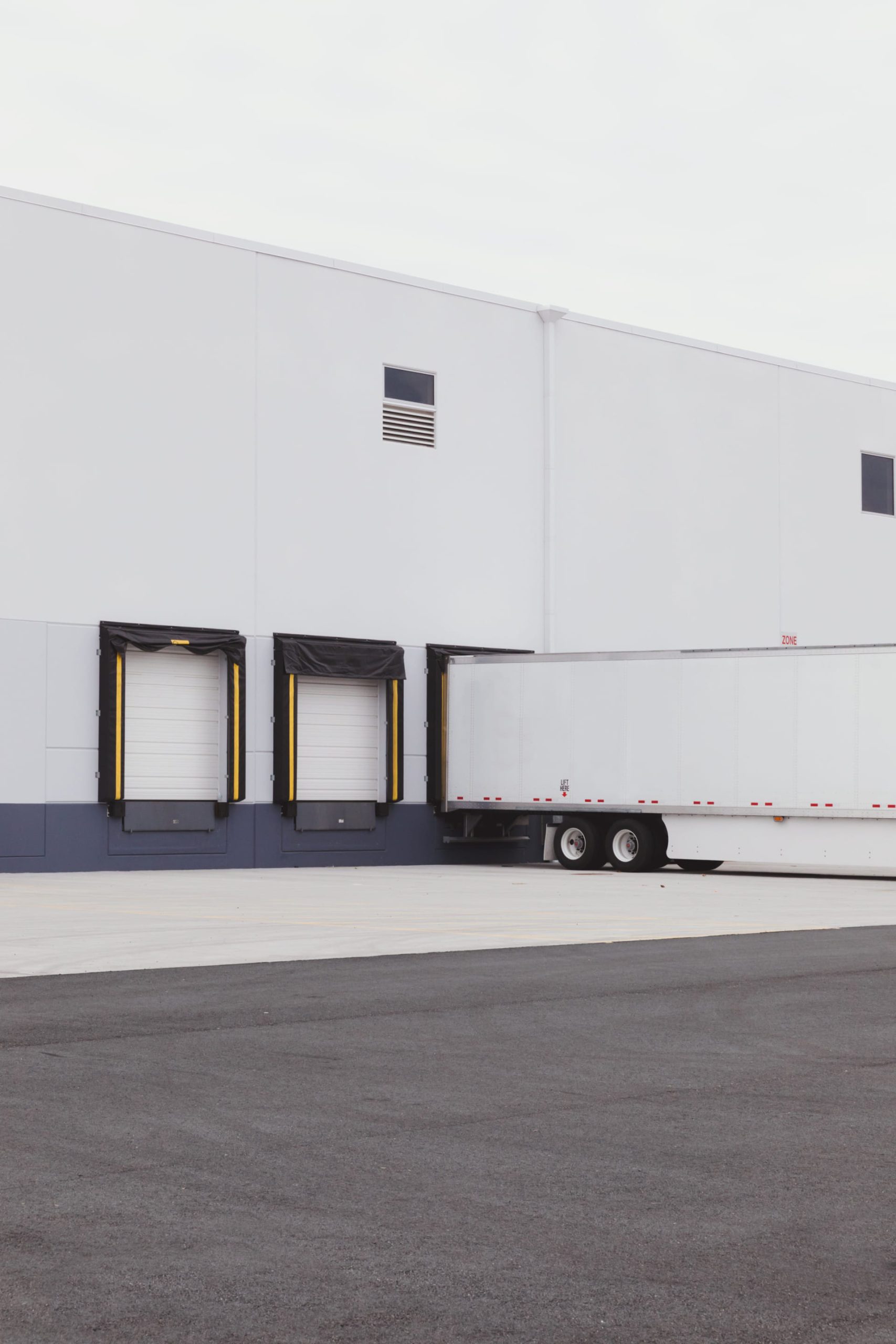 Truck at an MBE Center loading bay during goods receipt